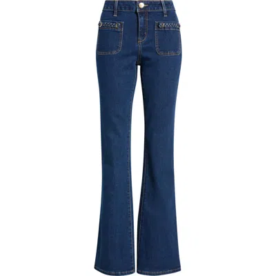 1822 Denim Braided Patch Pocket Bootcut Jeans In Alanis