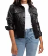 1822 Denim Classic Coated Denim Jacket In Black In Black