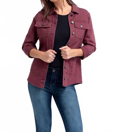 1822 Denim Classic Utility Jacket In Wine In Pink