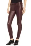 1822 Denim Coated Skinny Ankle Stretch Jeans In Red In Red