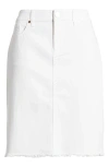 1822 Denim Frayed Hem Denim Skirt In White