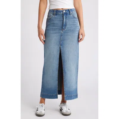 1822 Denim Front Slit Denim Maxi Skirt In Tifa