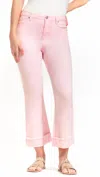 1822 Denim High Rise Cuffed Demi Boot Cut Jeans In Blush Fade In Pink