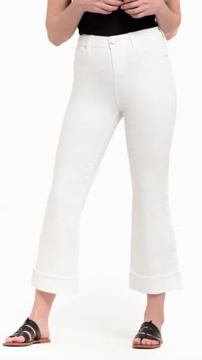 1822 Denim High Rise Cuffed Demi Boot Jeans In White