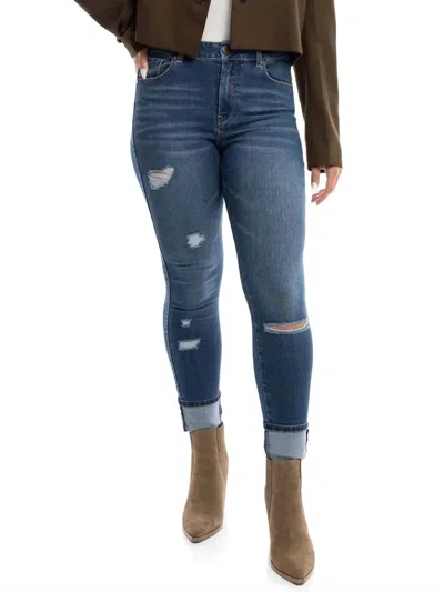 1822 Denim High Rise Cuffed Skinny Jeans In Sienna In Blue