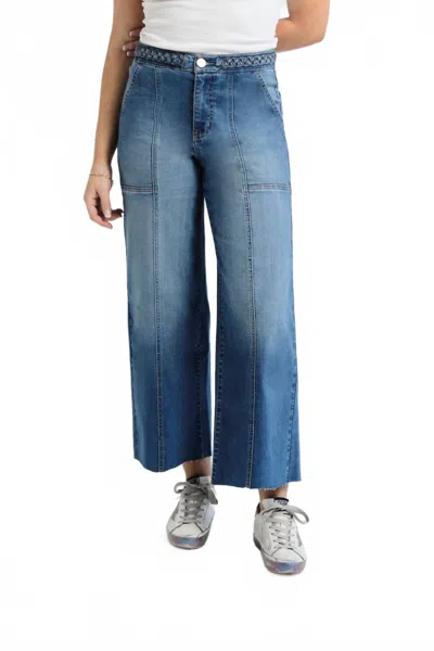 1822 Denim High Rise Wide Leg Braided Waistband Denim Jeans In Bolti In Blue