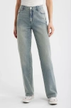 1822 Denim High Waist Baggy Straight Leg Jeans In Gray