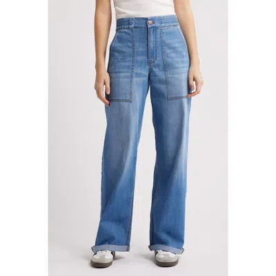 1822 Denim High Waist Cuffed Wide Leg Utility Jeans In Zion