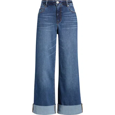 1822 Denim High Waist Rolled Cuff Wide Leg Jeans In Blue