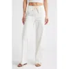 1822 Denim High Waist Wide Leg Drawstring Jeans In White