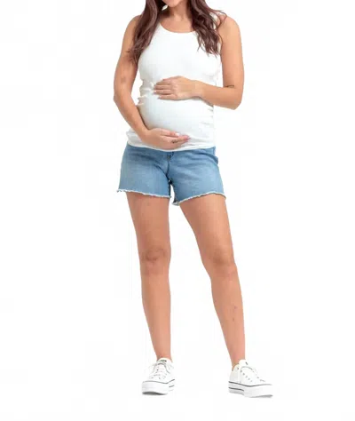1822 Denim Jean Shorts With Bellyband - Maternity In Jocelyn In Blue