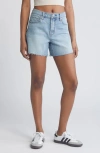 1822 Denim Loose Fit High Waist Denim Cutoff Shorts In Edith
