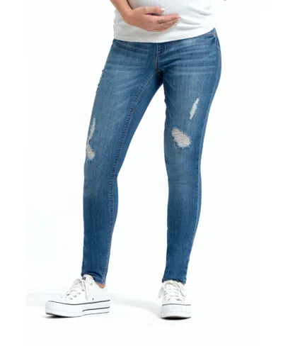 1822 Denim Maternity 30.5" Distressed Skinny Jean With Bellyband In Irene