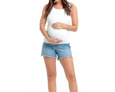 1822 Denim Maternity Dad Jean Bellyband Shorts In Jocelyn In Multi