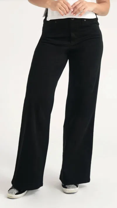 1822 Denim Mid Rise Better Butter Full Length Wide Leg Jeans In Black