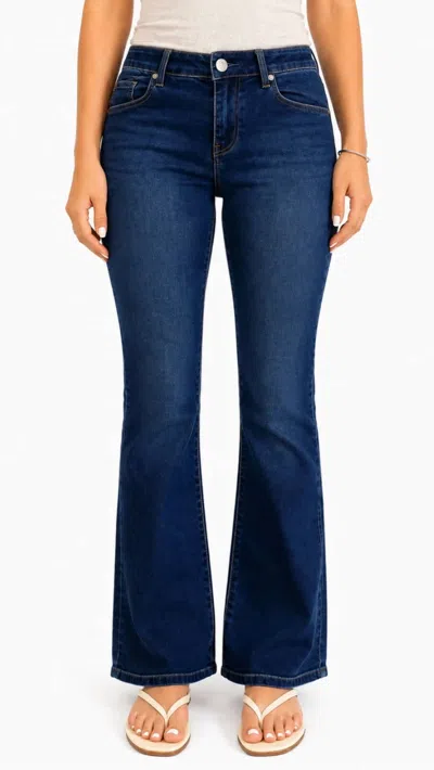 1822 Denim Mid Rise Petite Better Butter Slim Boot Jeans In Blue/dark Wash In Multi