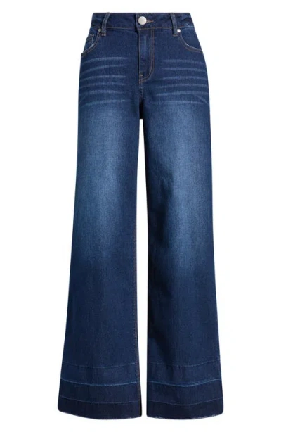 1822 Denim Mid Rise Slim Wide Leg Jeans In Blue