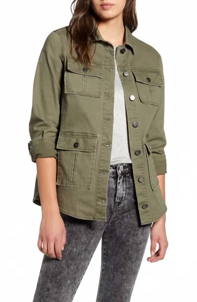 1822 Denim Missy Utilty Jacket In Olive In Green