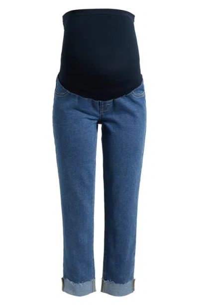 1822 Denim Over The Bump Raw Hem Maternity Slim Girlfriend Jeans In Iman