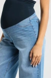 1822 Denim Over The Bump Wide Leg Maternity Jeans In Paige