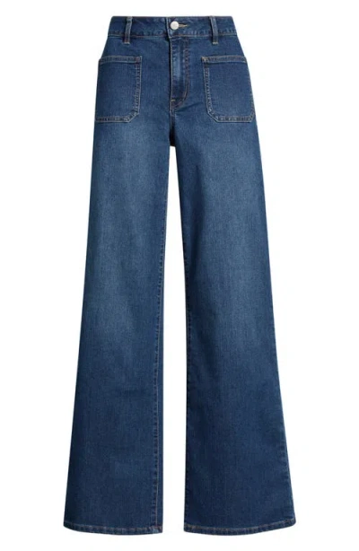 1822 Denim Patch Pocket Wide Leg Jeans In Blue