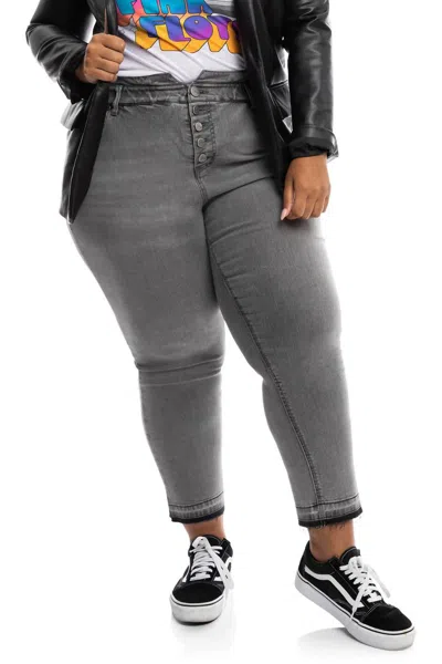 1822 Denim Plus Size Relaxed Jean W/ Release Hem In Grey In Gray
