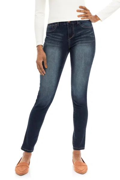 1822 Denim Raquel Tummy Control Mid Rise Jeans In Dark Wash In Blue