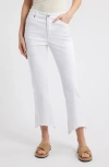 1822 Denim Raw Hem High Waist Demi Bootcut Jeans In White