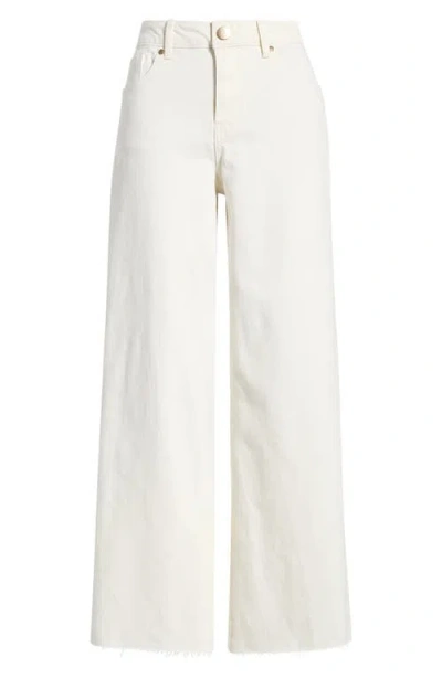 1822 Denim Raw Hem Wide Leg Jeans In Neutral