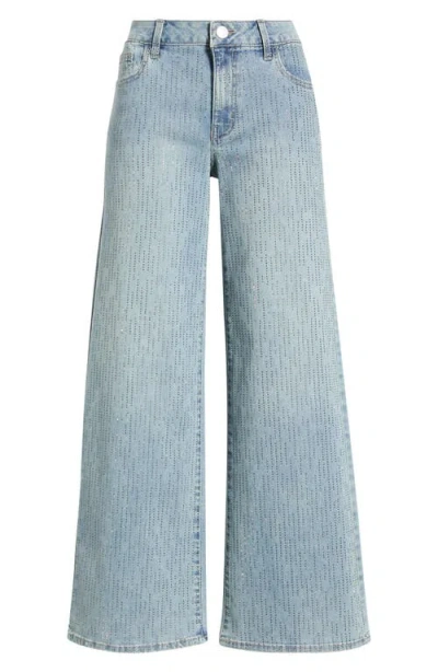 1822 Denim Rhinestone Embellished Wide Leg Jeans In Las Vegas