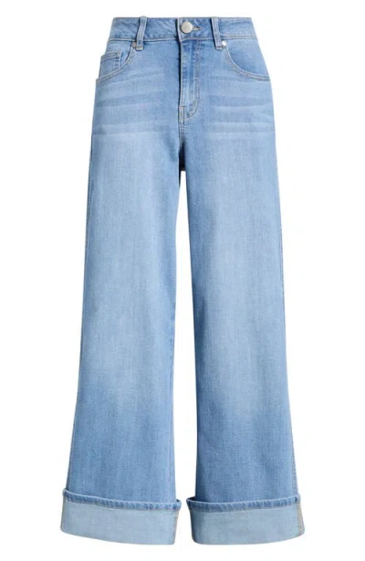 1822 Denim Roll Cuff Mid Rise Wide Leg Jeans In Blue