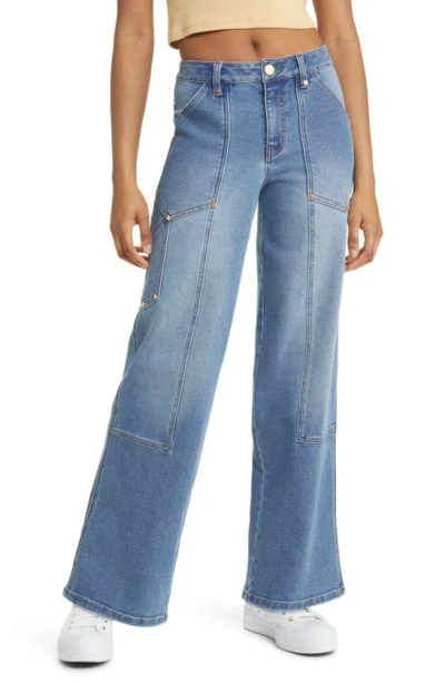 1822 Denim Seamed Patch Pocket Wide Leg Jeans In Albany