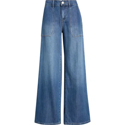 1822 Denim Utility Pocket Wide Leg Jeans In Blue