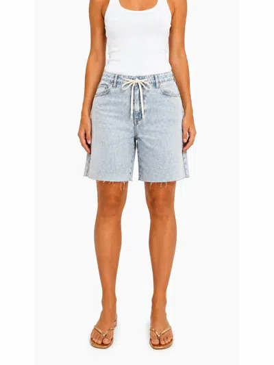 1822 Denim Valinda Drawstring Short In Lake Blue In Animal Print