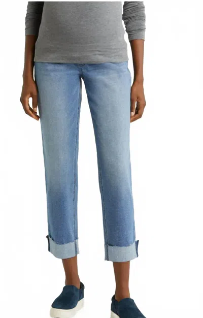 1822 Denim Women's Maternity Cuffed Slim Jean With Bellyband In Blue In Multi
