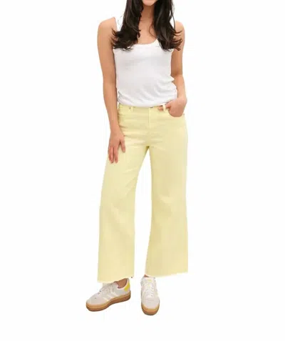 1822 Denim Women's Raw Hem Wide Leg Jean In Sunshine Fade In Yellow