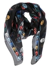 Alexander Mcqueen Skull Scarf In Black Red