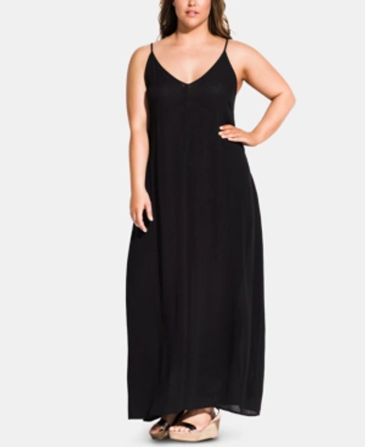 City Chic Plus Size Summer Love Maxi Dress In Black