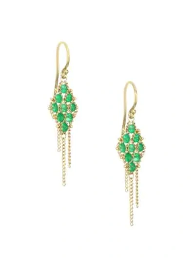Amali Women's Woven Emerald & 18k Yellow Gold Drop Earrings