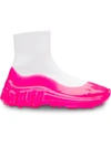 Miu Miu Tech Knit High-top Sneakers In Pink ,white