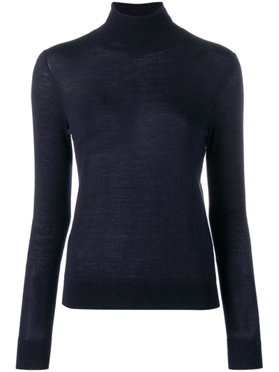 N•peal Mélange Cashmere Turtleneck Jumper In Navy