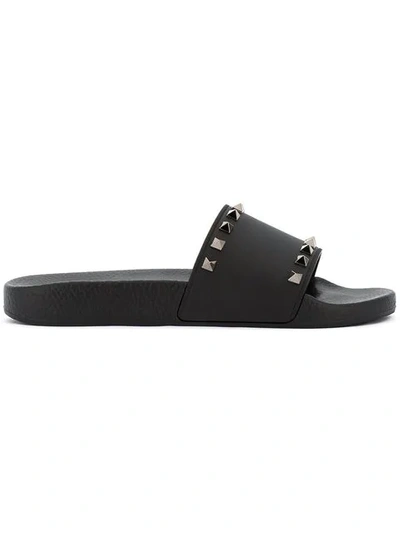 Valentino Garavani Rockstud Slide Sandal In Black