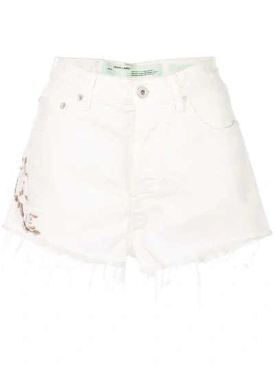 Off-white Cropped Denim Shorts - 白色 In White