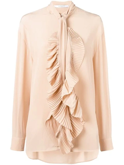 Givenchy Pleated Ruffled Silk Crepe De Chine Shirt In Pink
