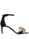 ALEXANDER MCQUEEN ALEXANDER MCQUEEN FLOWER APPLIQUÉ SANDALS - 黑色