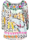 PRADA OFF-THE-SHOULDER VENICE PRINT BLOUSE