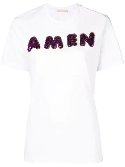 Amen Sequin Embroidered Logo T-shirt - 白色 In White