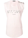 BALMAIN BALMAIN LOGO TANK TOP - 粉色