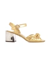 Dolce & Gabbana Crystal-embellished Metallic Leather Sandals In Gold