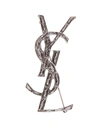 Saint Laurent Opyum Ysl Crocodile Brooch In Silver In Argento